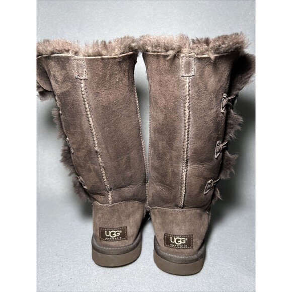 UGG Australia Bailey Triplet Shearling Tall Boots Size 5 Buttons Dark Brown - Picture 4 of 11